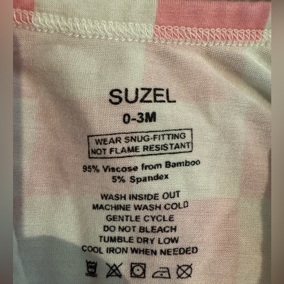 Suzel pink and white checkered bamboo knotted Sleep Gown 0-3 months - Picture 2 of 3